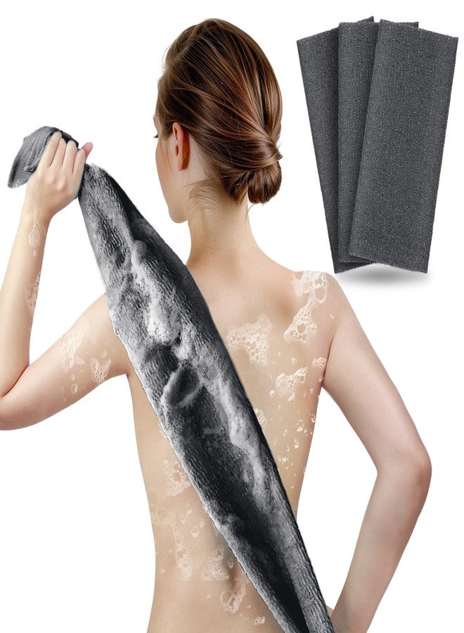 ARCH&M Exfoliating Washcloth, Japanese Bath Towel, Korean Exfoliation Scrub, Nylon Body Scrubber, Back Scrubber for Shower, Loofah Alternative - 3 Pack (Black x 3) - Image 1